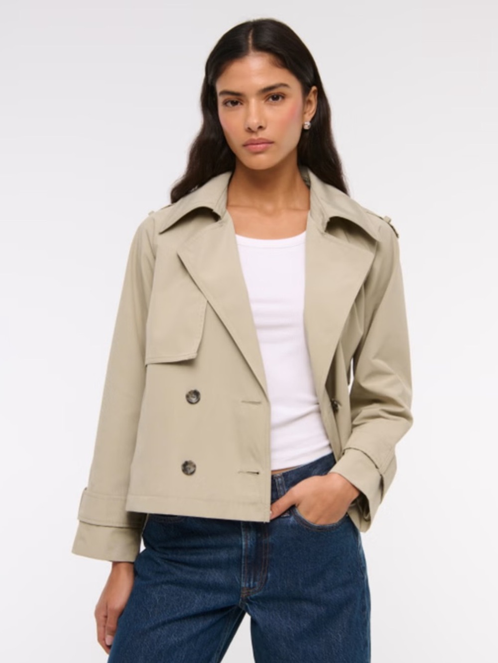 Abercrombie & Fitch Relaxed Short Trench Coat - Picture 4 of 12